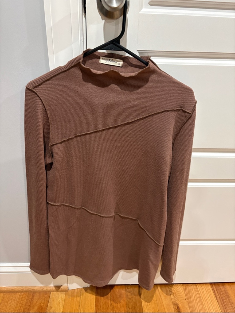 Brown Maternity Asymmetrical Seam Long Sleeve Top